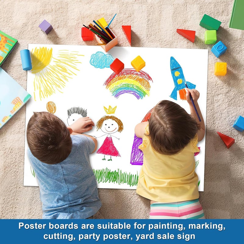 rookea 25 Pcs 22" x 28" Poster Board White Poster Paper Bulk, 250 GSM Thickness Vision Boards Smart Poster Board for School Arts Craft Projects Presentations Drawing Scrapbooking Blank Graphic Display - Image 4